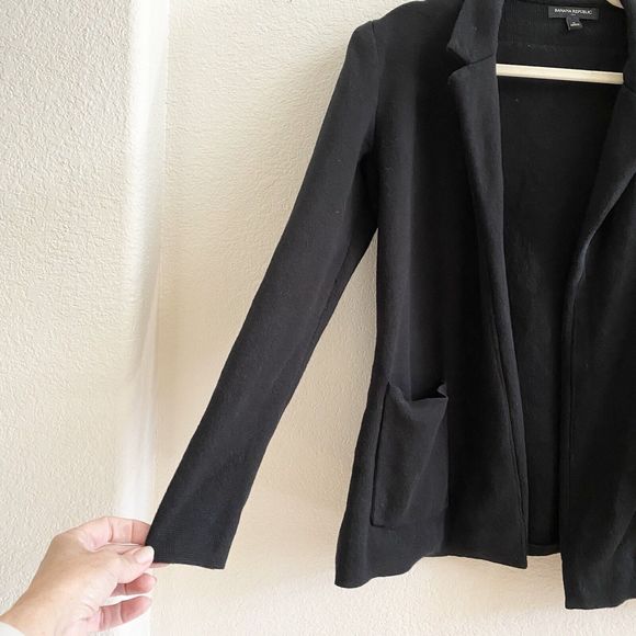 Banana Republic Milano Stitch Open Front Sweater Cardigan Women's Small Black - Picture 2 of 8